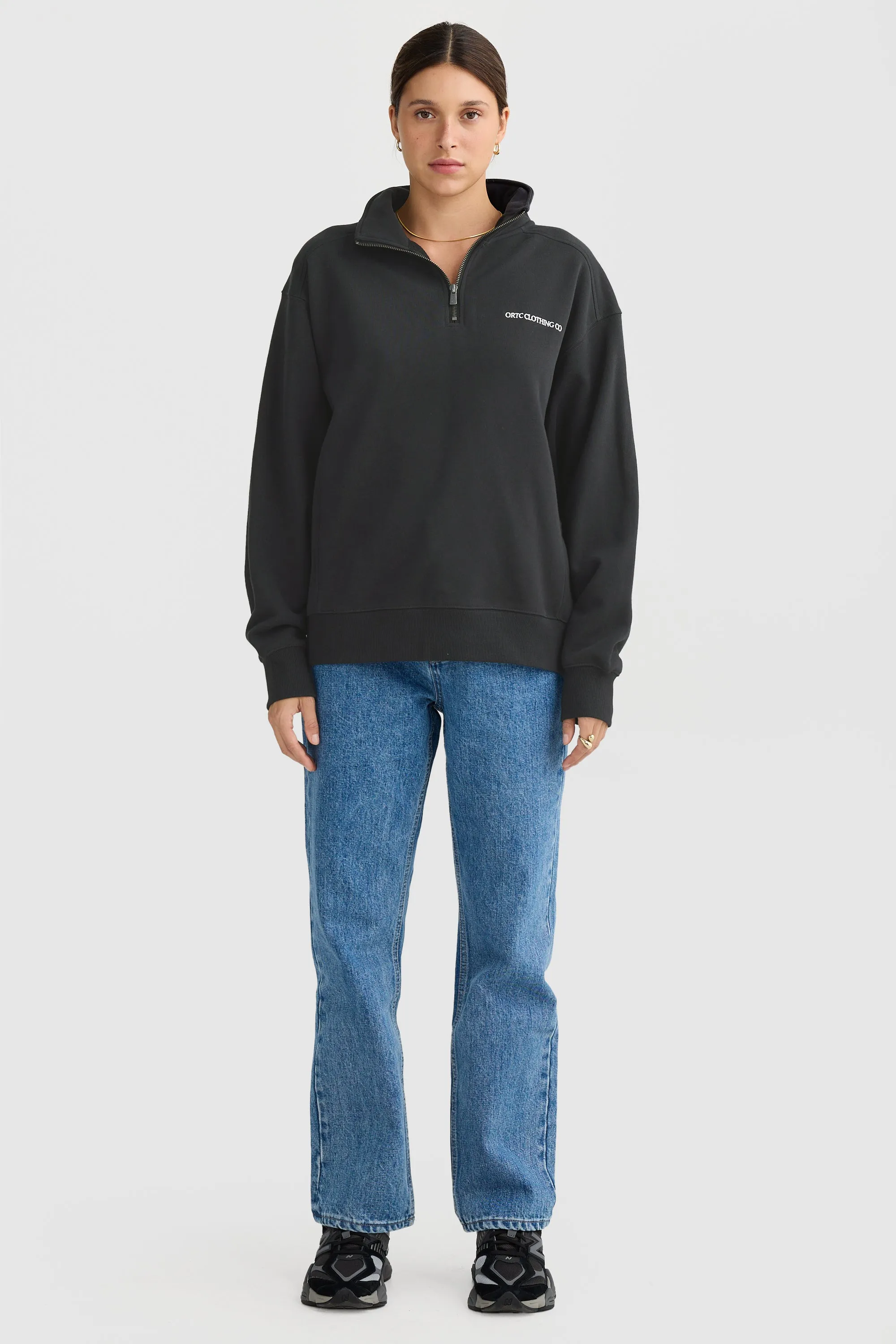 Lena Quarter Zip Washed Black