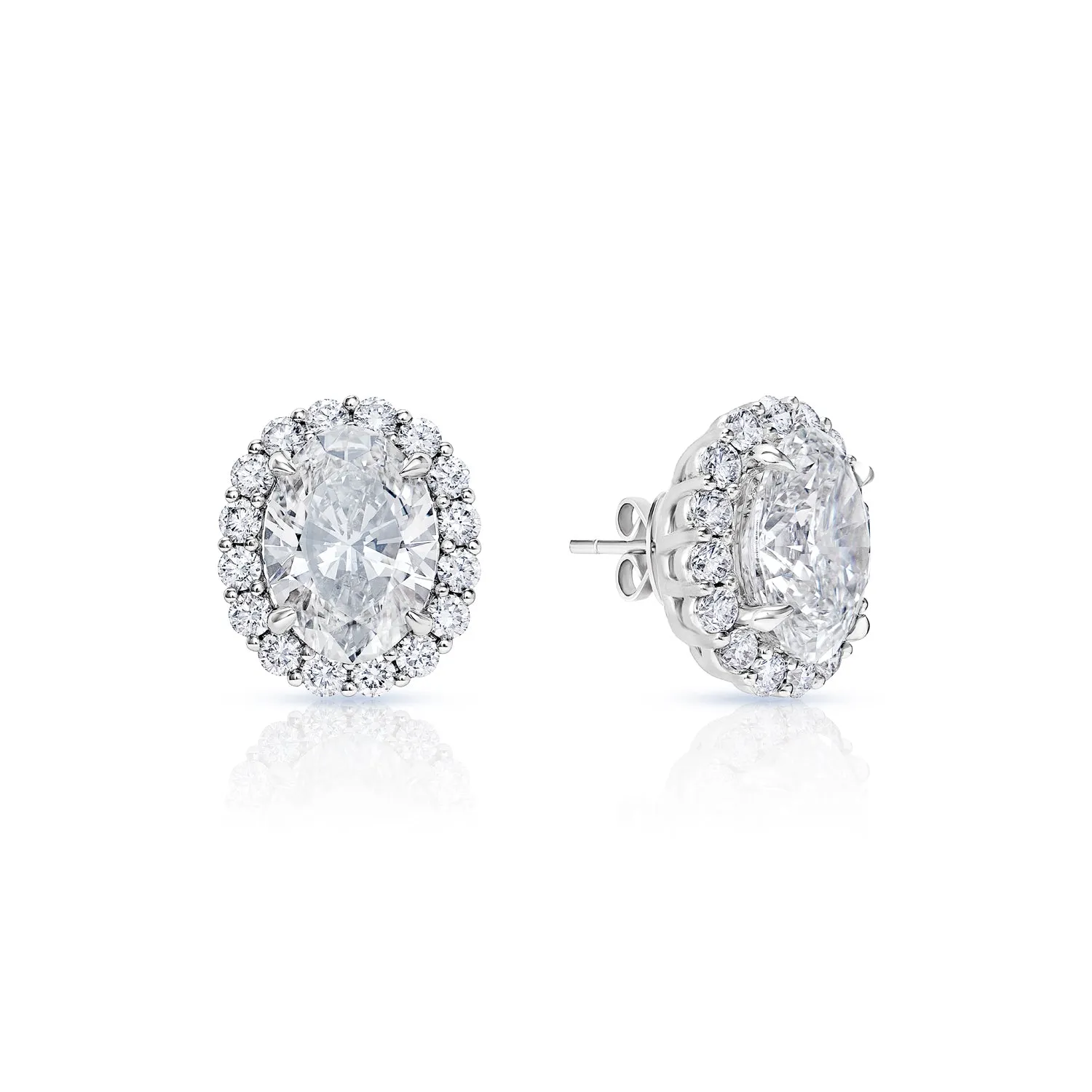 Lou 9 Carat Oval Cut SI1 Lab Grown Diamond Stud Earrings in 18k White Gold