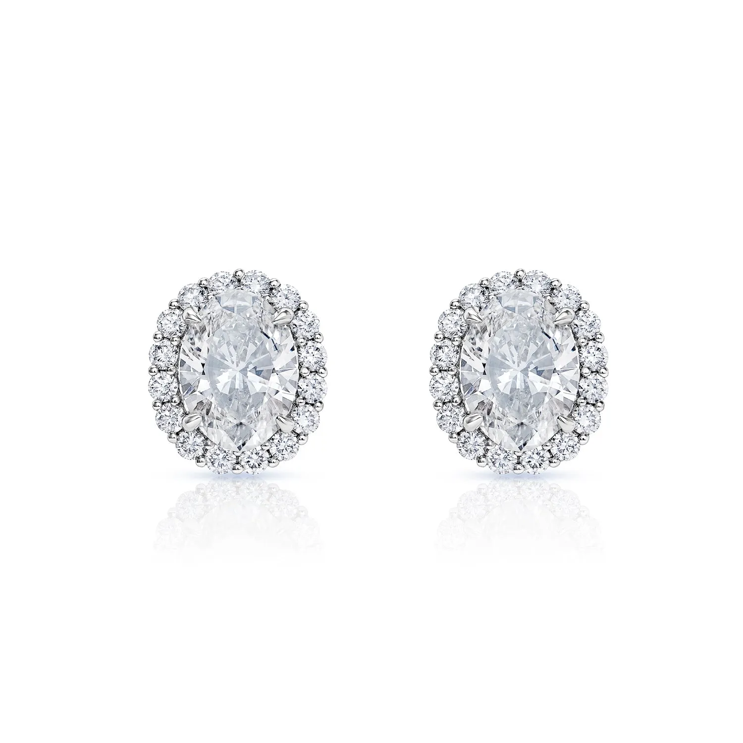 Lou 9 Carat Oval Cut SI1 Lab Grown Diamond Stud Earrings in 18k White Gold