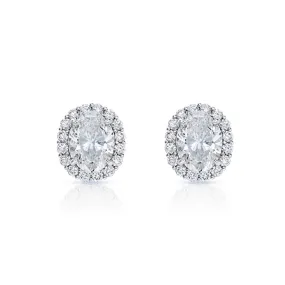 Lou 9 Carat Oval Cut SI1 Lab Grown Diamond Stud Earrings in 18k White Gold