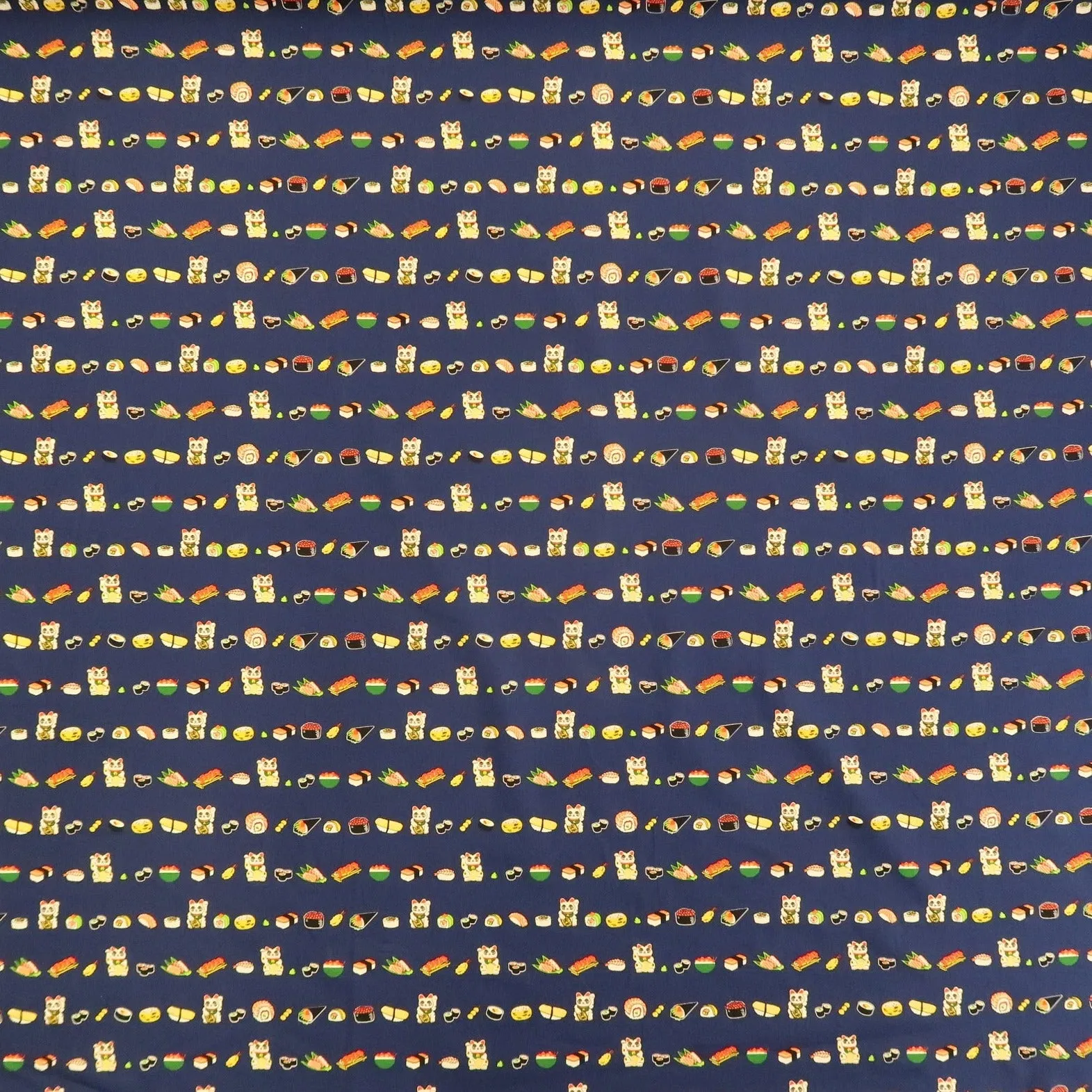 Maneki Neko Cats and Sushi Unique Gift Wrapping Fabric