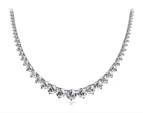 MIST 25 Carat Diamond Rivera Graduated Necklace in 14K White Gold 3 prong set  G Color SI1 Clarity BY MIKE NEKTA