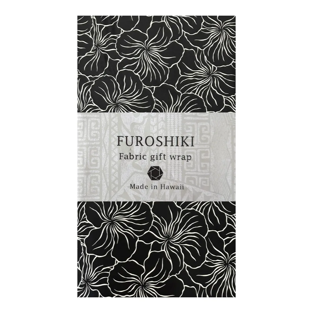 Modern Hibiscus Print Gift Wrapping Fabric / Furoshiki  | Brack - 1223FB-BL1