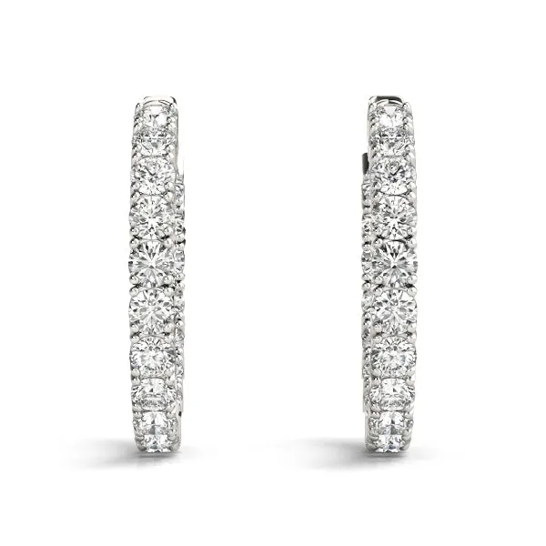 MOON 7 Carat Diamond Eternity Hoop Earrings 1 Inch in 14K White Gold 4 prong set 50 pointer Round Brilliant G Color SI1 Clarity 30mm BY MIKE NEKTA