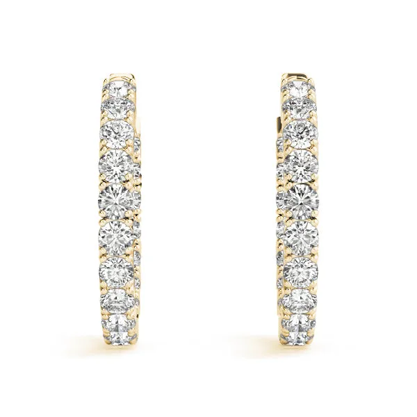 MOON 7 Carat Diamond Eternity Hoop Earrings 1 Inch in 14K Yellow Gold  50 pointer Round Brilliant G Color SI1 Clarity 30mm BY MIKE NEKTA