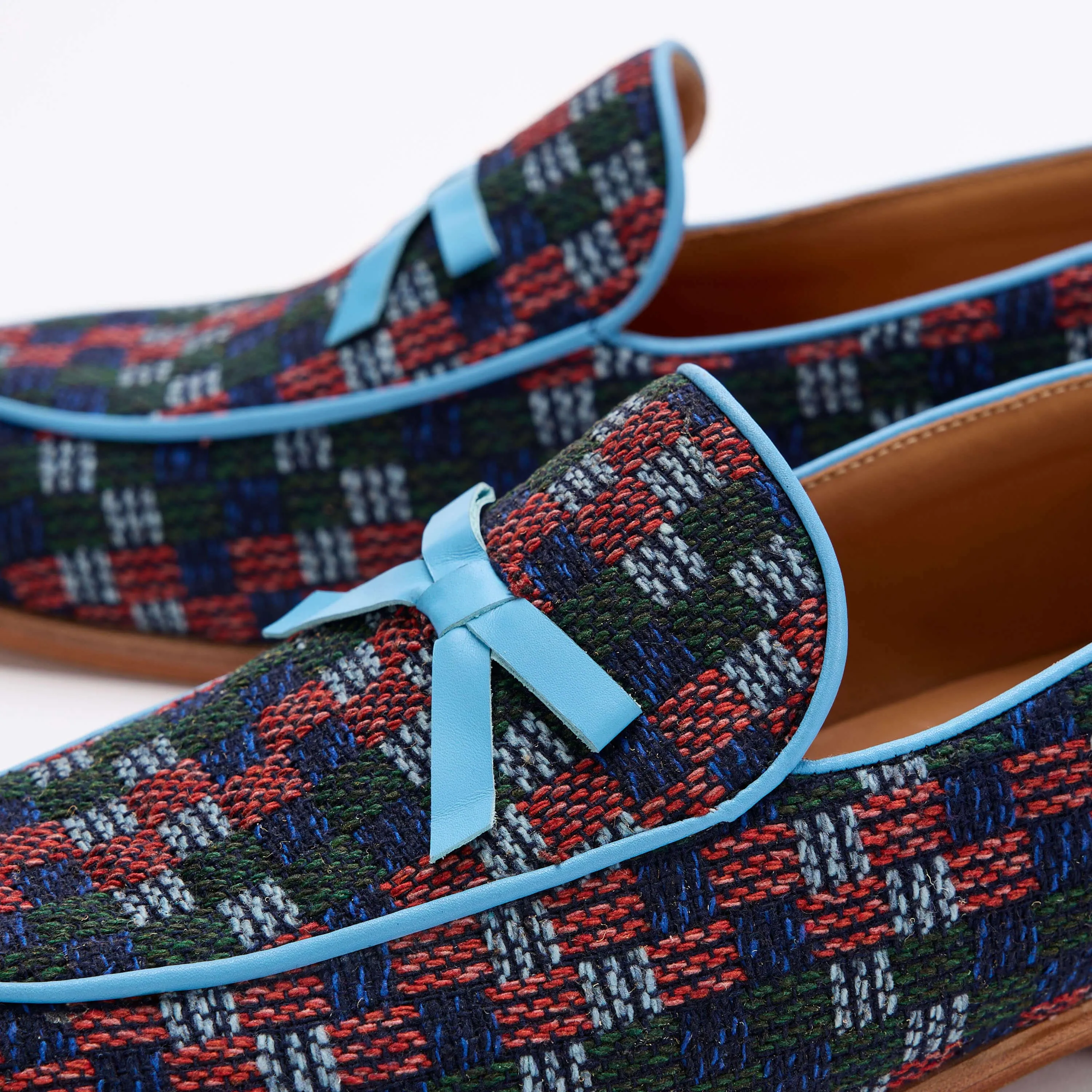 Odell Dark Azure Patchwork Belgian Loafers