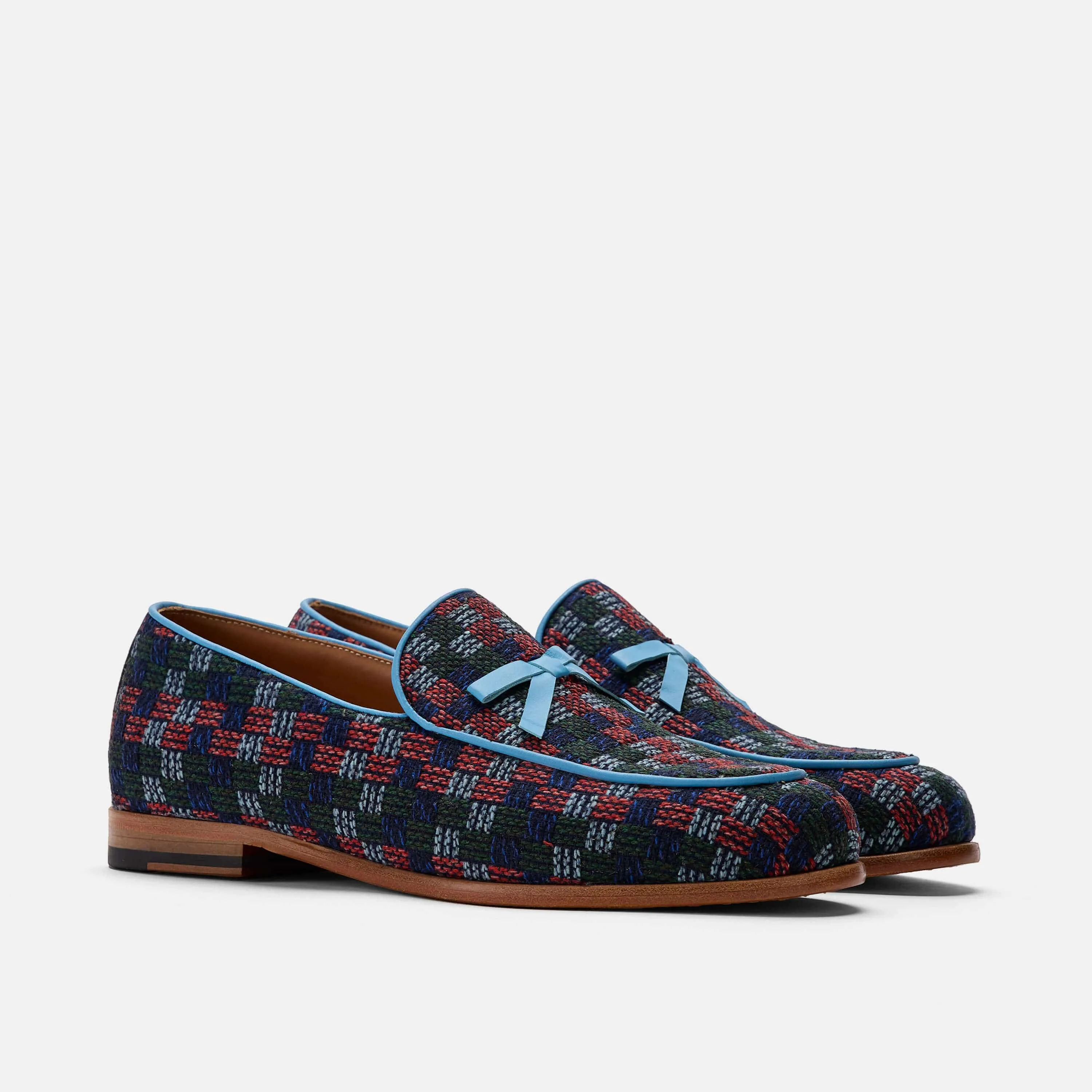 Odell Dark Azure Patchwork Belgian Loafers