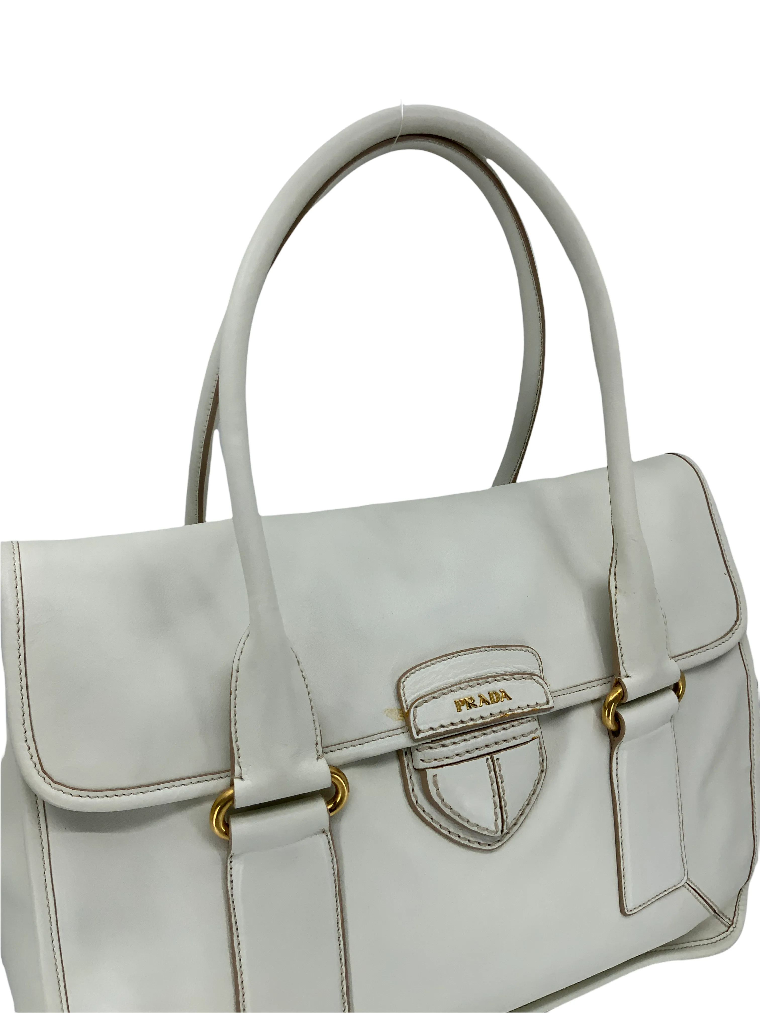 PRADA Leather Pattina Large Shopping Bag