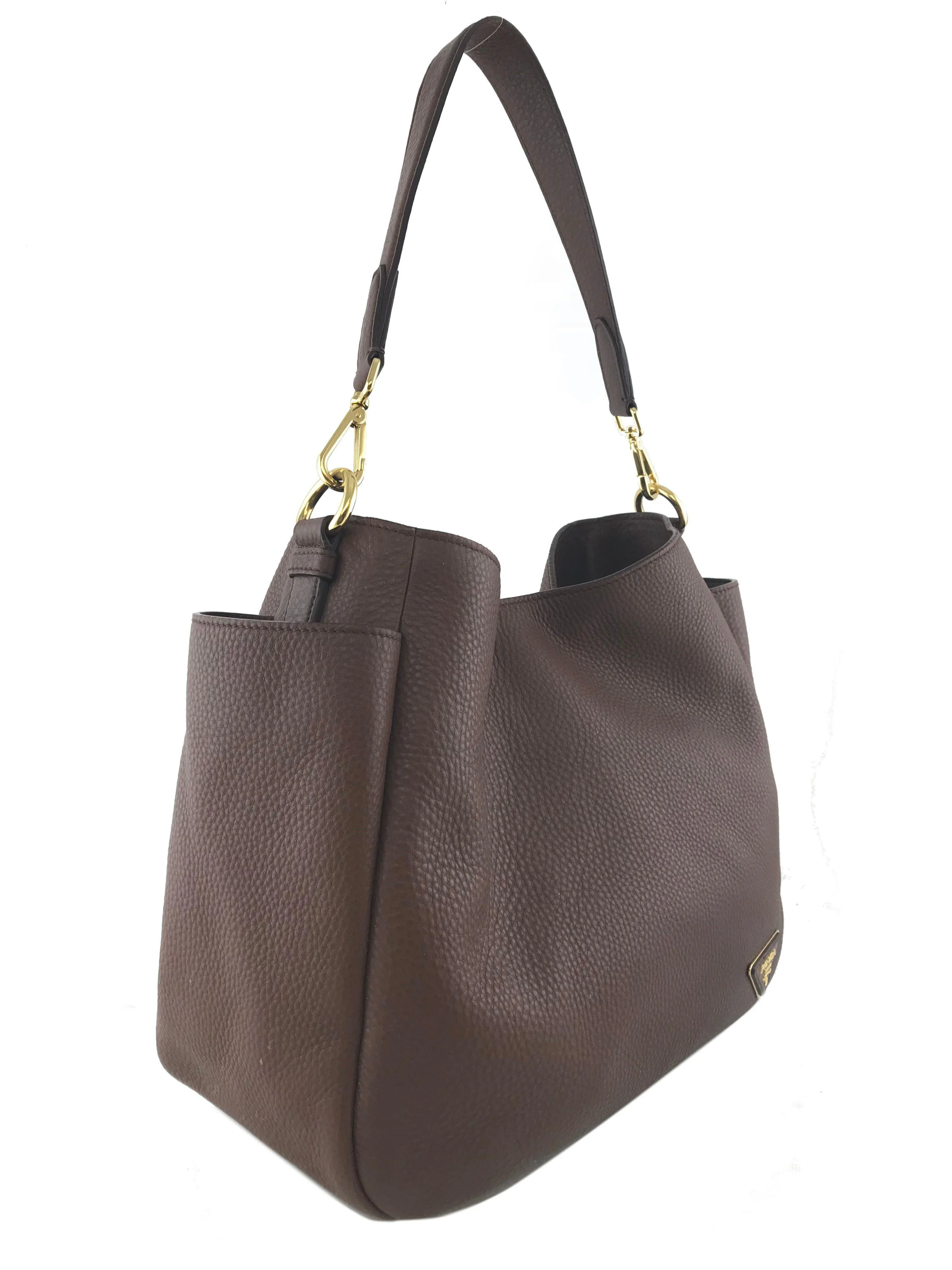 Prada Vitello Daino Leather Side-Pocket Hobo Bag