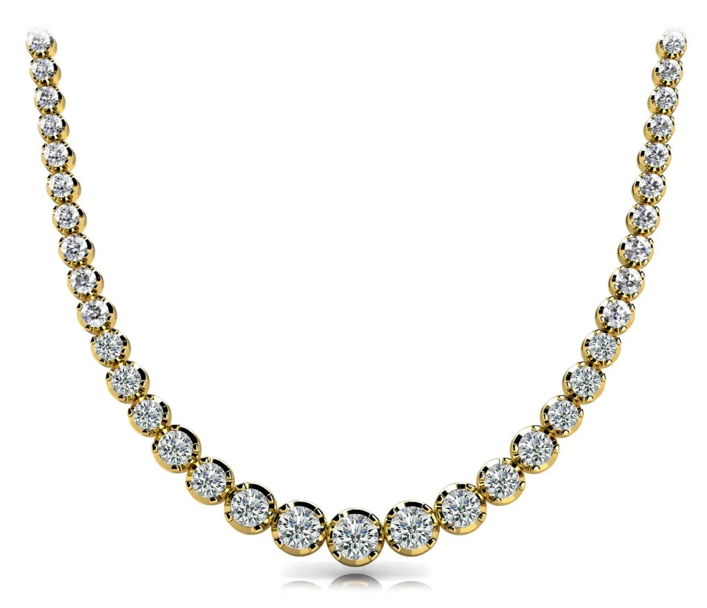 RAIN 15 Carat Diamond Rivera Graduated Necklace in 14K Yellow Gold Low Base Basket 4 Prong G Color SI1 Clarity BY MIKE NEKTA