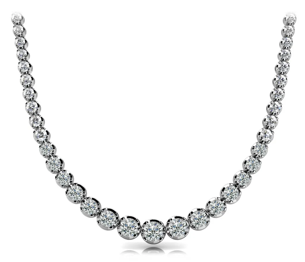 RAIN 15 Carat Diamond Rivera Graduated Necklace in 14K Yellow Gold Low Base Basket 4 Prong G Color SI1 Clarity BY MIKE NEKTA