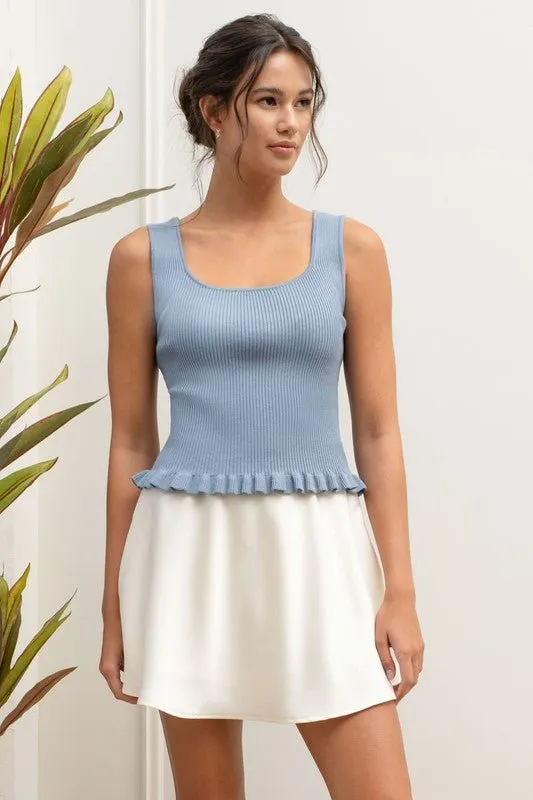 Rib Knit Ruffle Tank