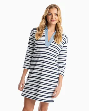 Southern Tide Women's Carolena Striped Shirt Dress - True Navy