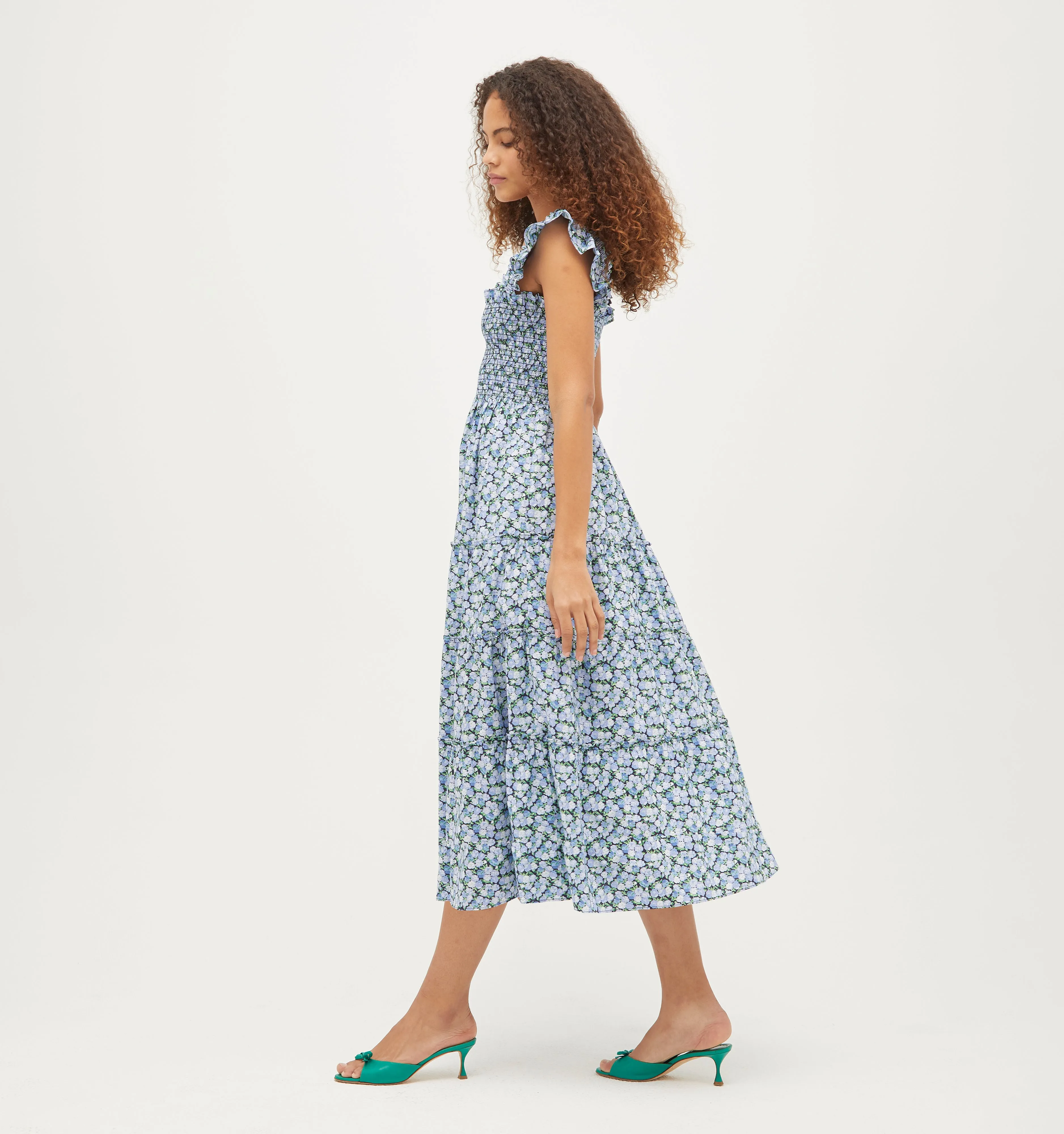 The Ellie Nap Dress - Pansy in Blue Multi Cotton