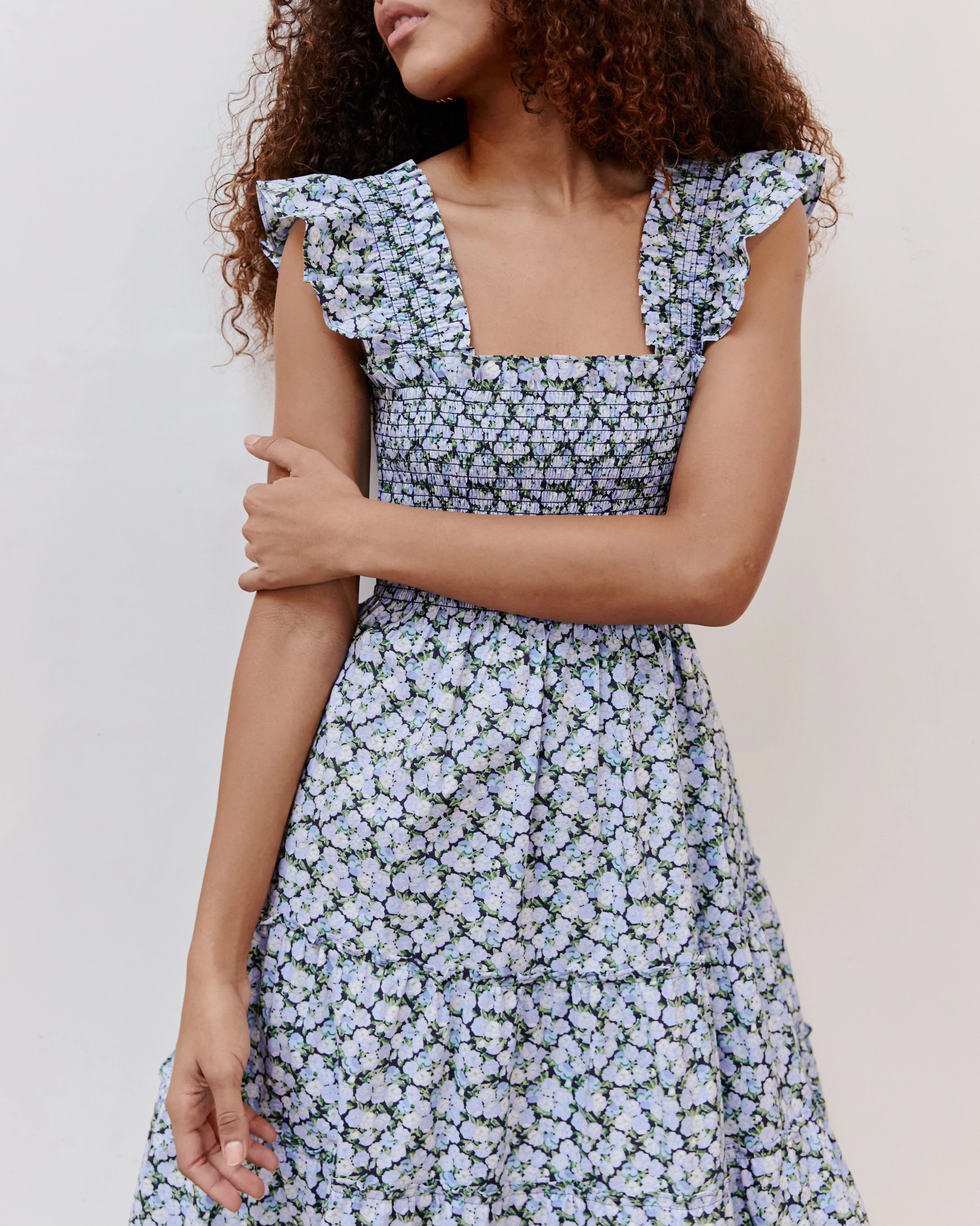 The Ellie Nap Dress - Pansy in Blue Multi Cotton