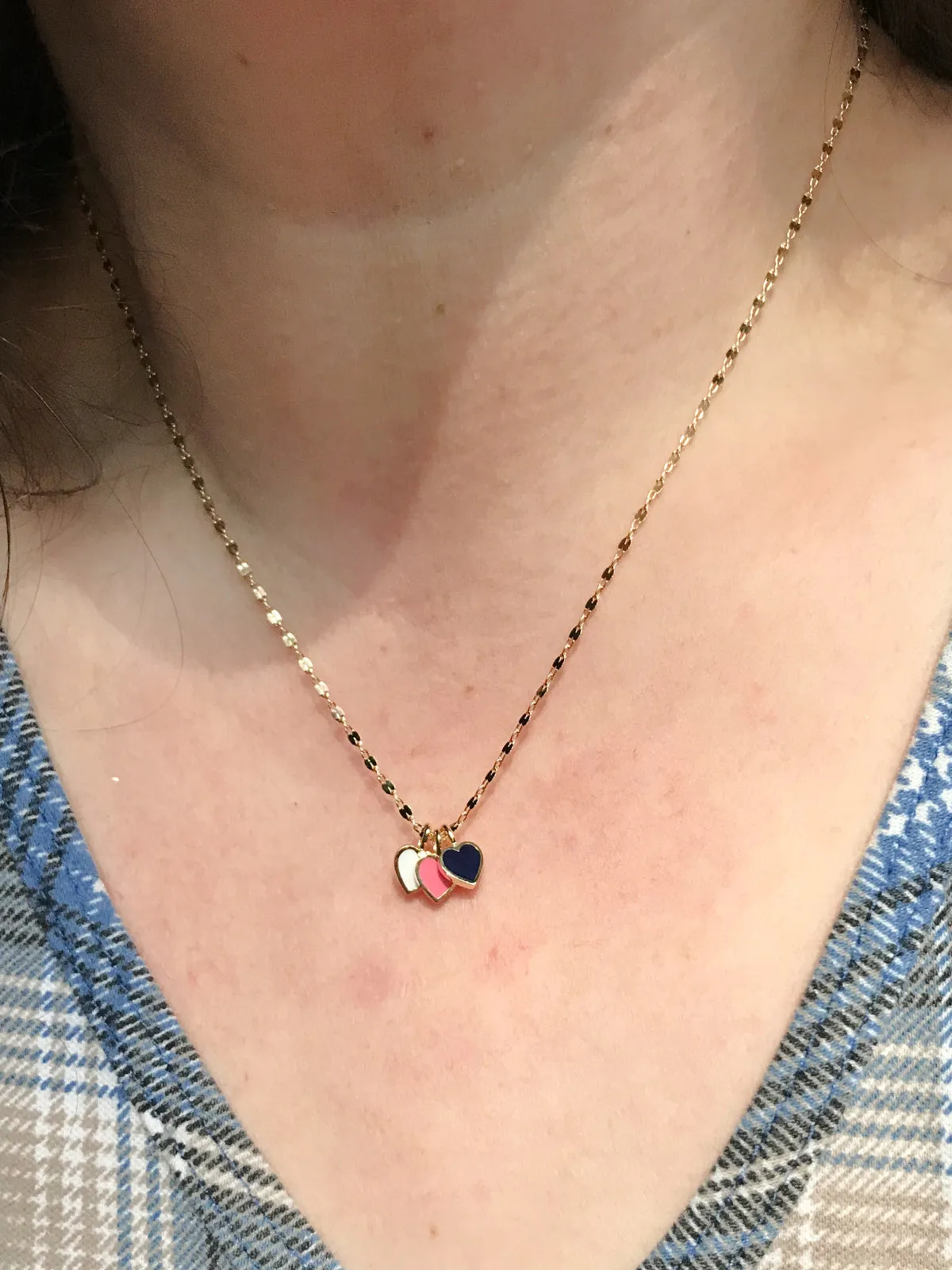 Triple Enamel Hearts Necklace