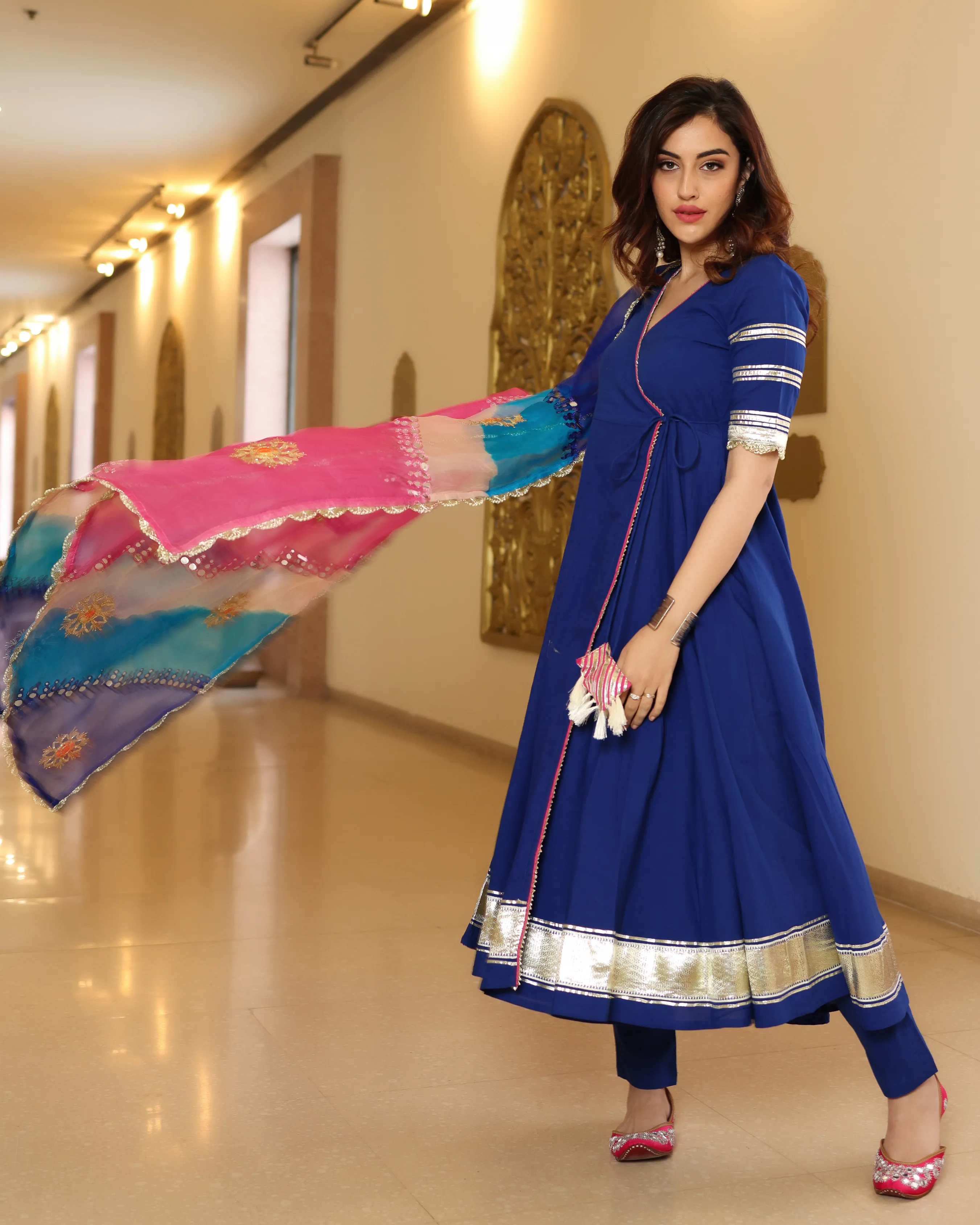 True Navy Gotapatti Anarkali Set