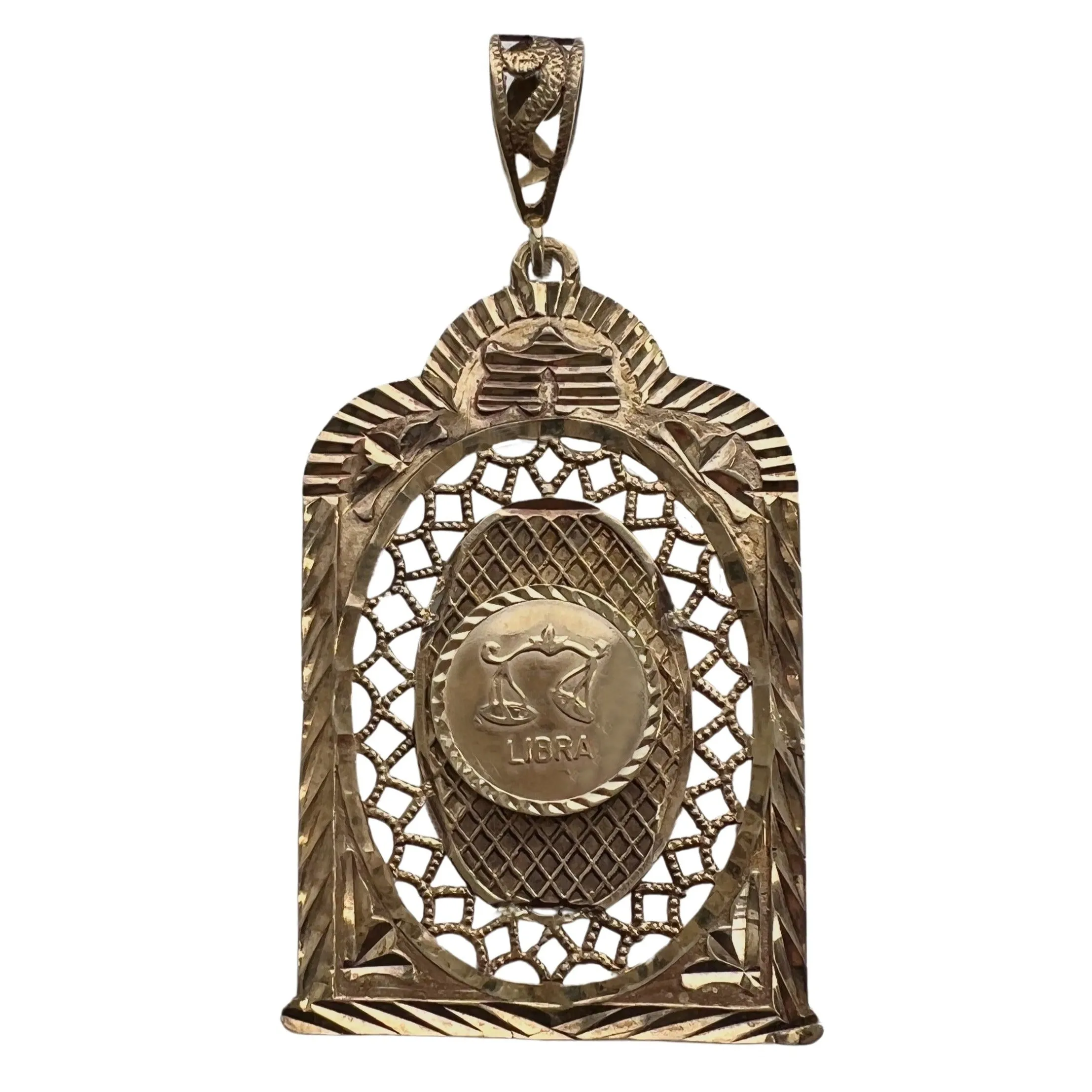 V I N T A G E // bold balance / solid 10k yellow gold libra zodiac / a pendant