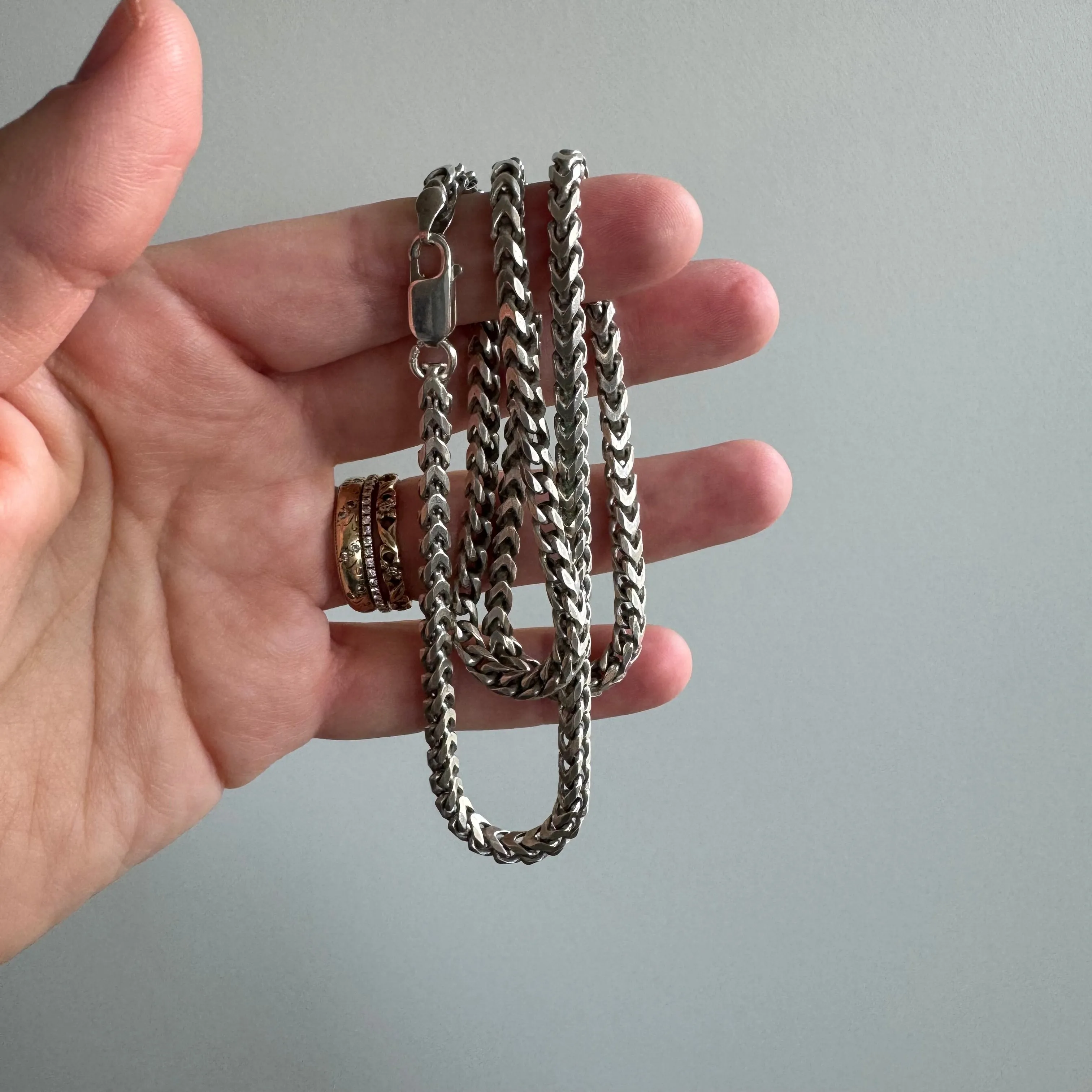 V I N T A G E // box wheat / sterling silver square wheat chain / 20.25, 32g