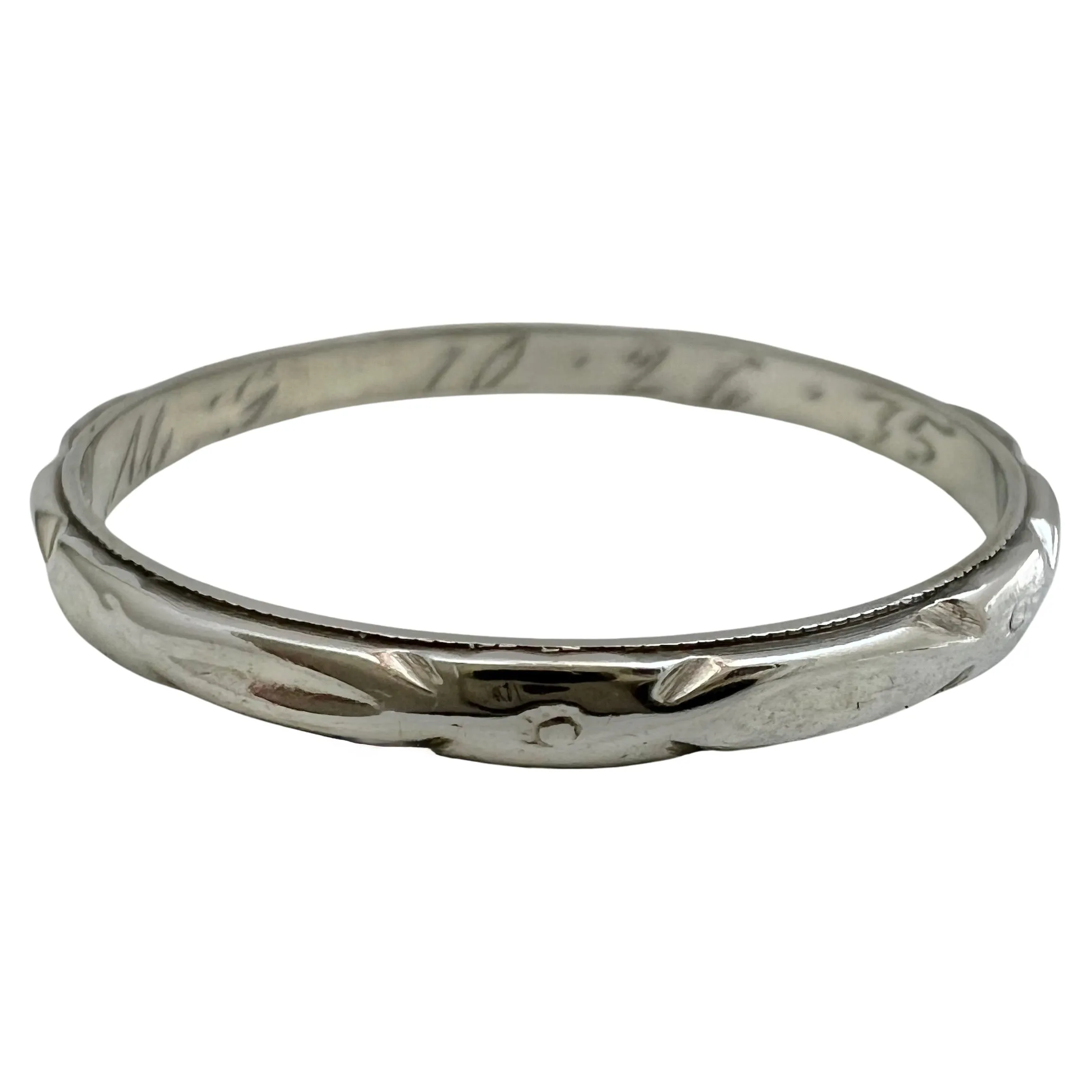 V I N T A G E // nouveau eternity / 18k white gold floral eternity band / size 8