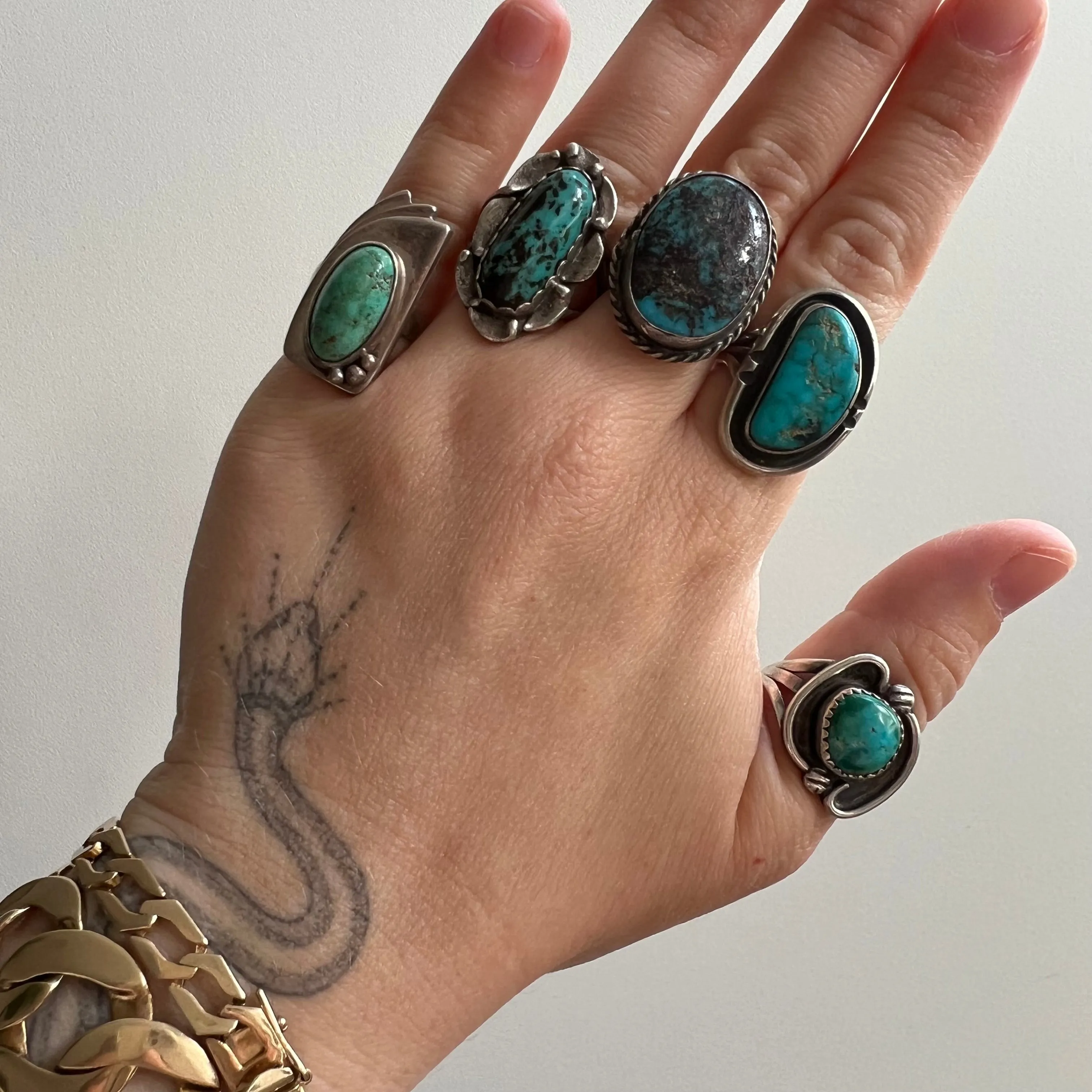 V I N T A G E // sterling silver rings by style and price / artist made turquoise rings / $88 each