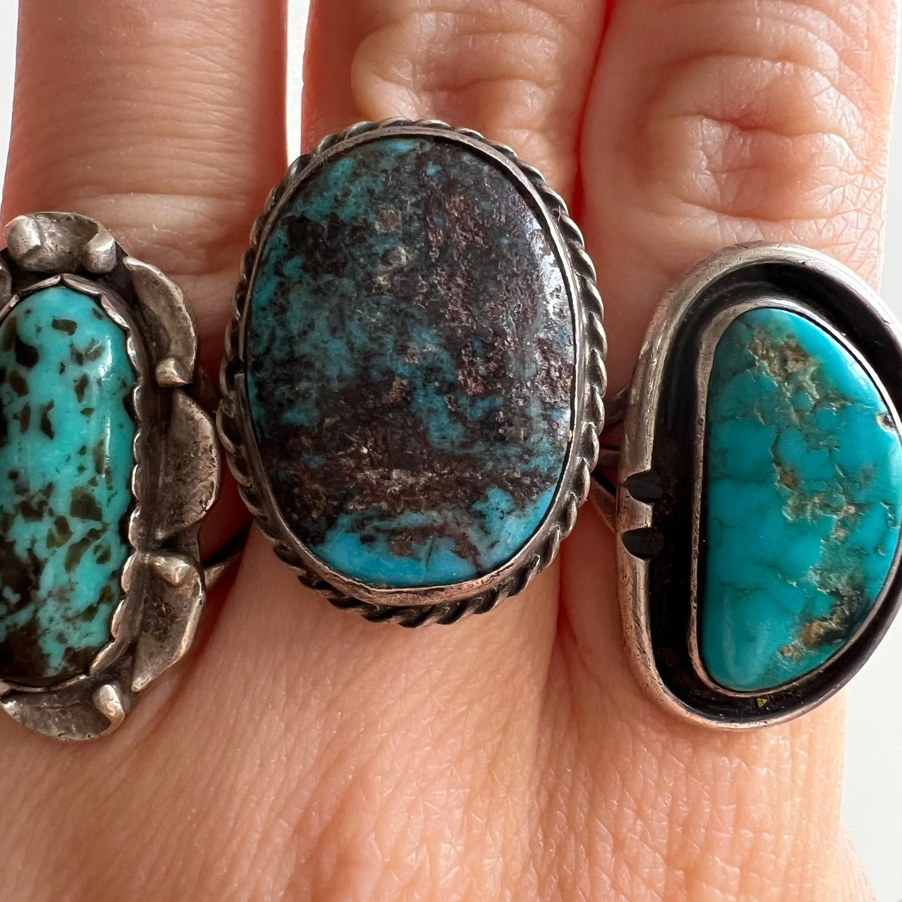 V I N T A G E // sterling silver rings by style and price / artist made turquoise rings / $88 each