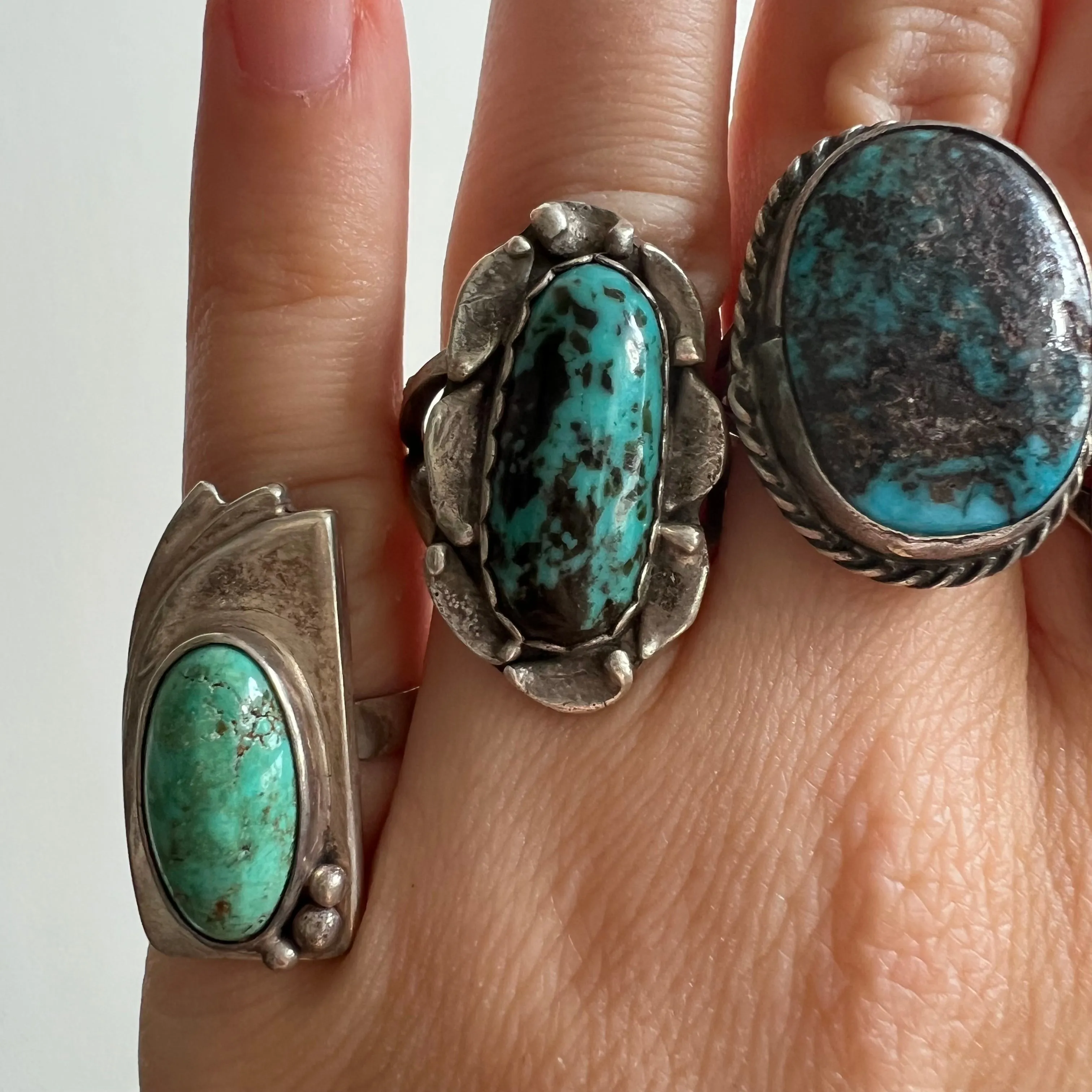 V I N T A G E // sterling silver rings by style and price / artist made turquoise rings / $88 each