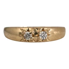 V I N T A G E // twin stars / 14k yellow gold diamond starburst band / size 6.5