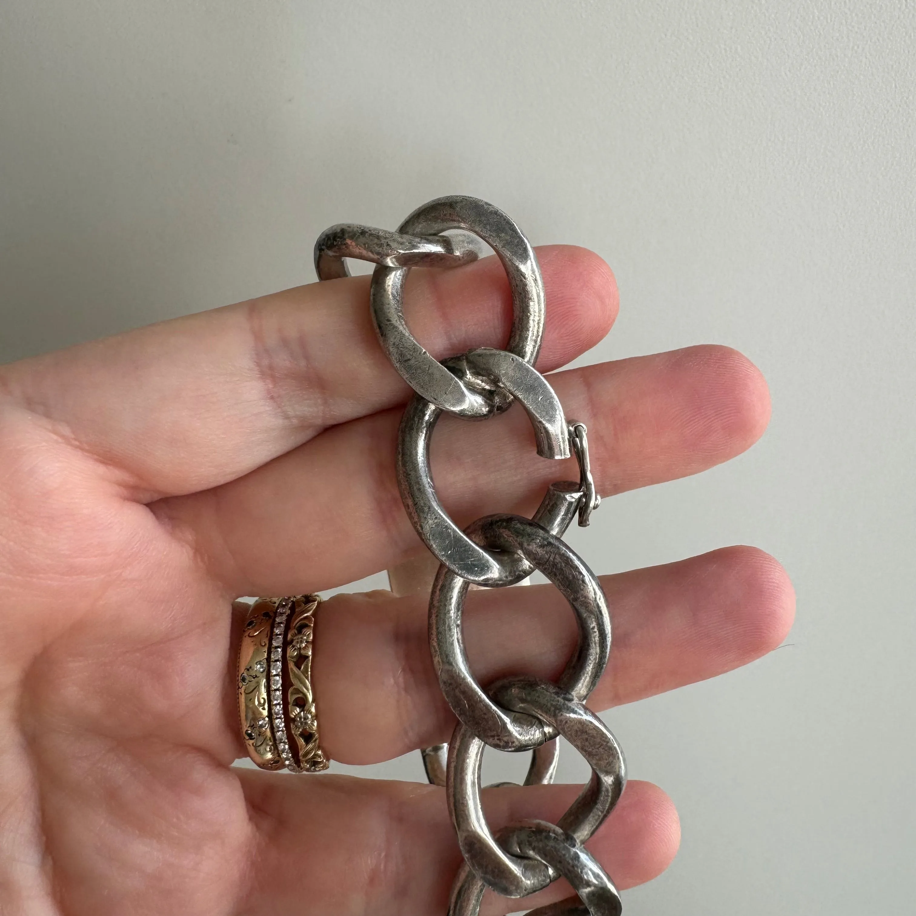 V I N T A G E // very best ID bracelet / sterling silver wide curb ID bracelet / 7.5, 63g