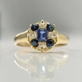 Victorian Sapphire and Diamond Cluster Ring