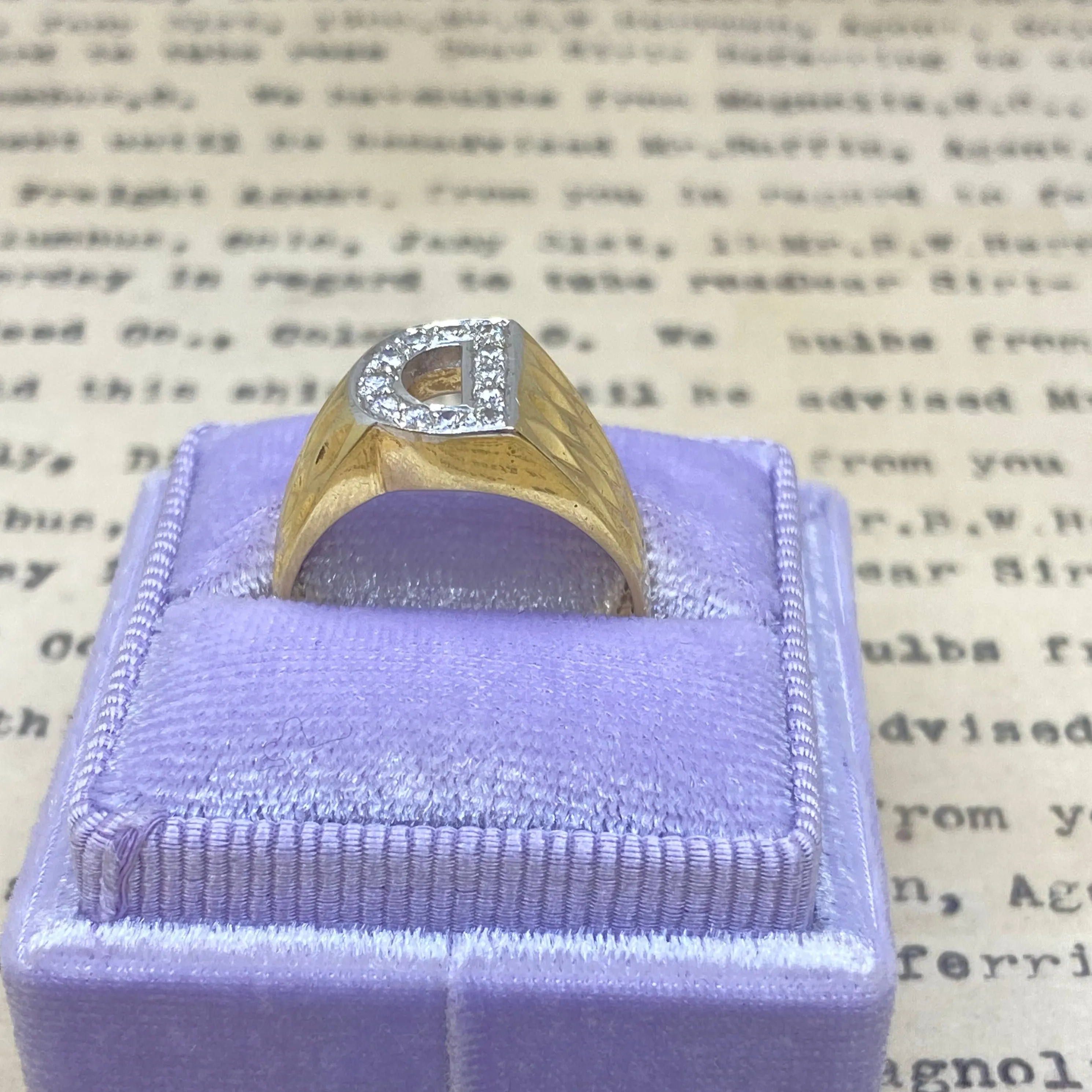 Exquisite Vintage 14K Gold Diamond Ring with Initial D Personalization