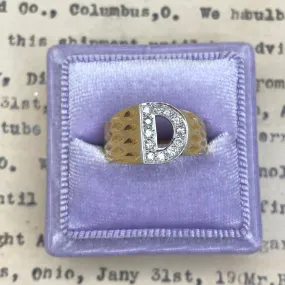 Exquisite Vintage 14K Gold Diamond Ring with Initial D Personalization