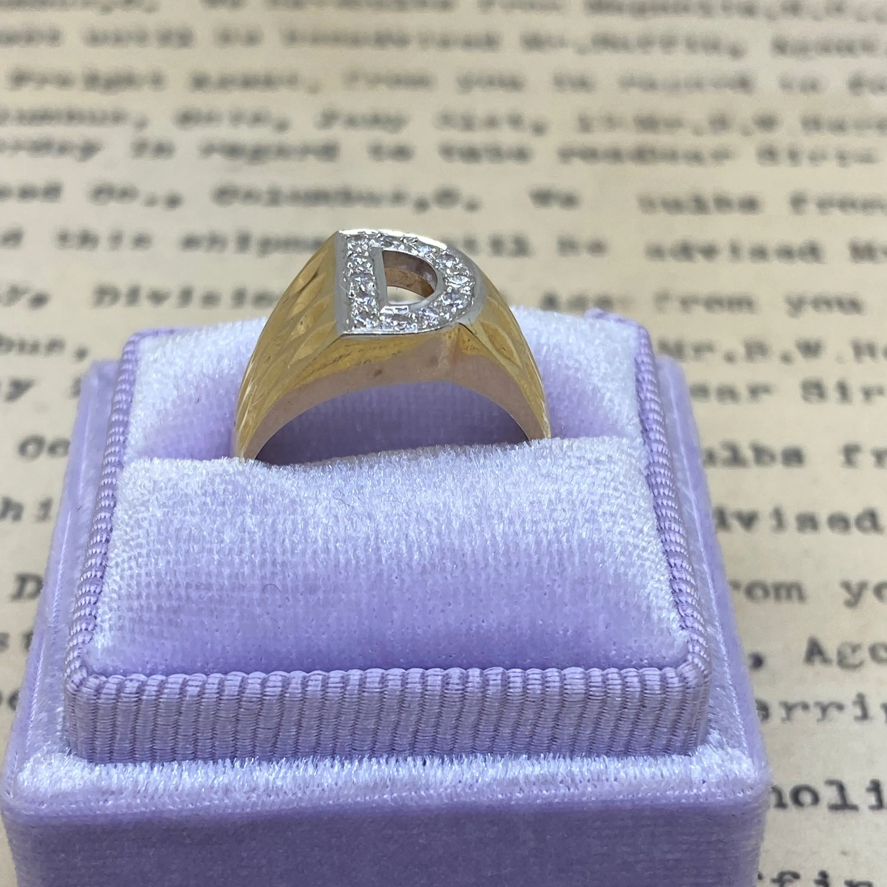 Exquisite Vintage 14K Gold Diamond Ring with Initial D Personalization