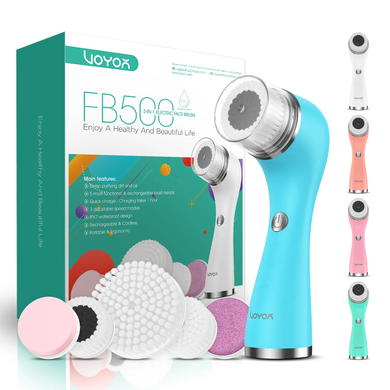 VOYOR 5-IN-1 Electric Face Brush FB500